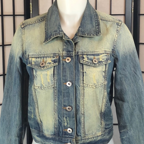 Leslie Fay distressed denim jacket - Picture 2 of 8